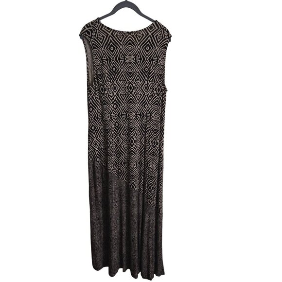Soft Surroundings Tulum Maxi Dress Assymetric pattern Black Tan Size Mp - Picture 3 of 11